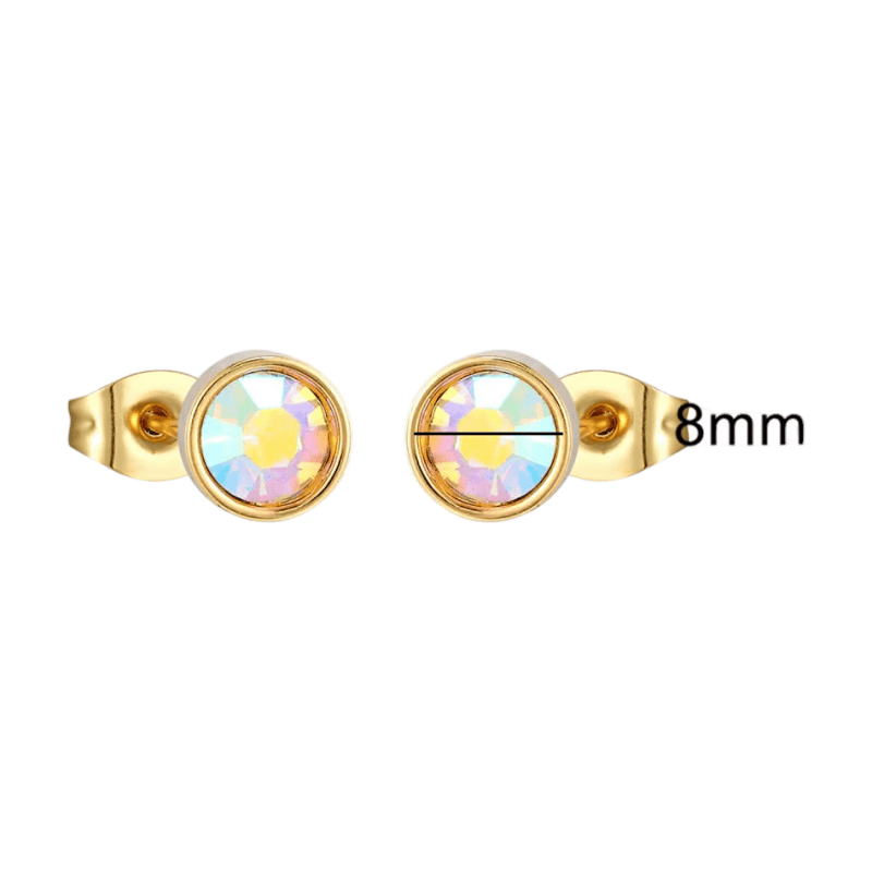 Goudkleurige AB kristallen oorbellen – 8 mm - oor4117 - Oorbellen kopen# - 8mm - AB - AB Transparant