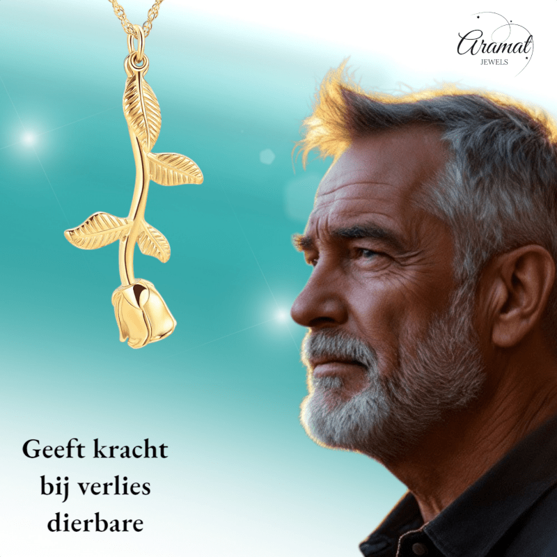 Goudkleurige Ashanger Roos - RVS - hang1468 - IJD10034 - Gedenkhangers kopen# - 45mm - alles - ashangers