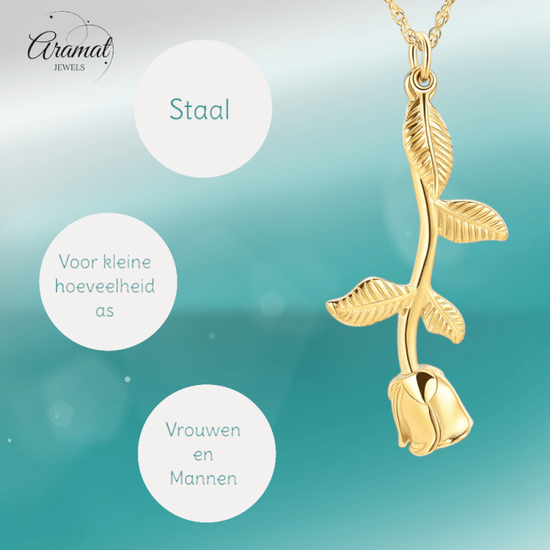 Goudkleurige Ashanger Roos - RVS - hang1468 - IJD10034 - Gedenkhangers kopen# - 45mm - alles - ashangers