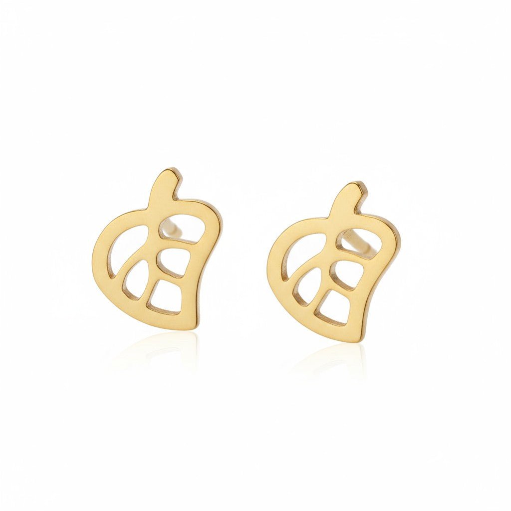 Goudkleurige blad oorbellen 10×8 mm - Aramat Jewels - Oorbellen - cadeautip
