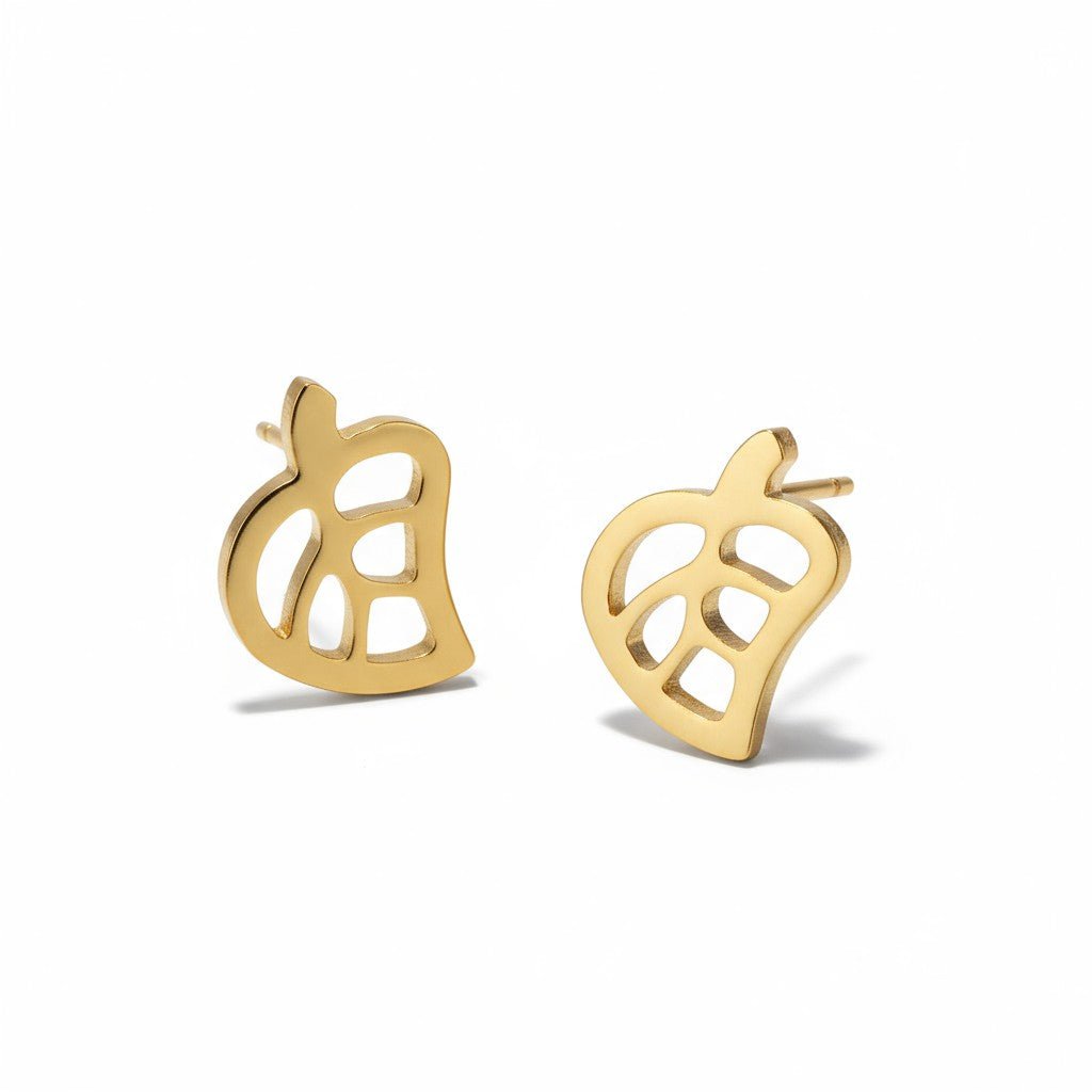 Goudkleurige blad oorbellen 10×8 mm - Aramat Jewels - Oorbellen - cadeautip
