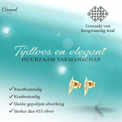 Goudkleurige blad oorstuds 10×2 mm - oor347 - Oorbellen kopen# - 10mm - alles - blad