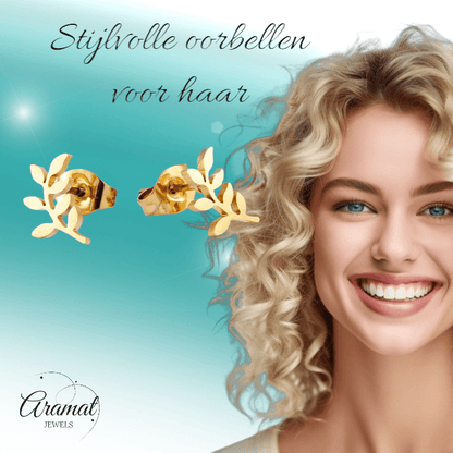 Goudkleurige blad oorstuds 10×5 mm - oor3464 - Oorbellen kopen# - 10mm - alles - blad