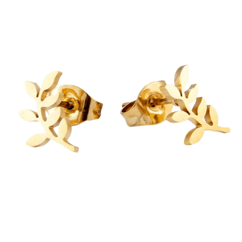 Goudkleurige blad oorstuds 10×5 mm - oor3464 - Oorbellen kopen# - 10mm - alles - blad