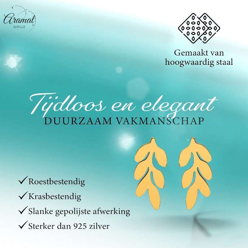 Goudkleurige blad oorstuds 12×7 mm - oor4419 - Oorbellen kopen# - 12mm - alles - blad