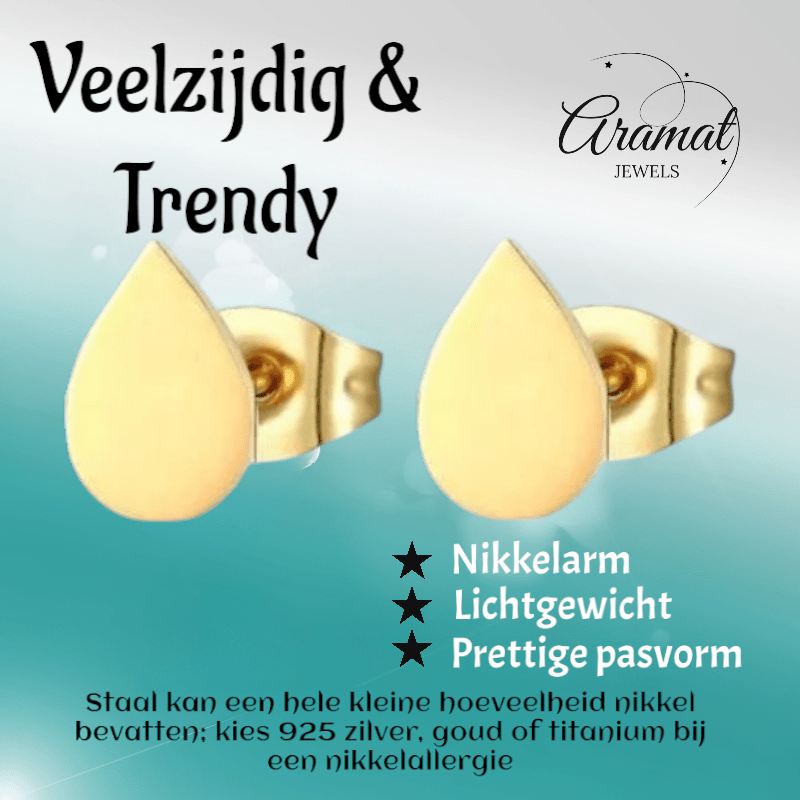 Goudkleurige druppel oorbellen – 9x6 mm - oor1100 - xe55287 - Oorbellen kopen# - 9mm - alles - cadeau