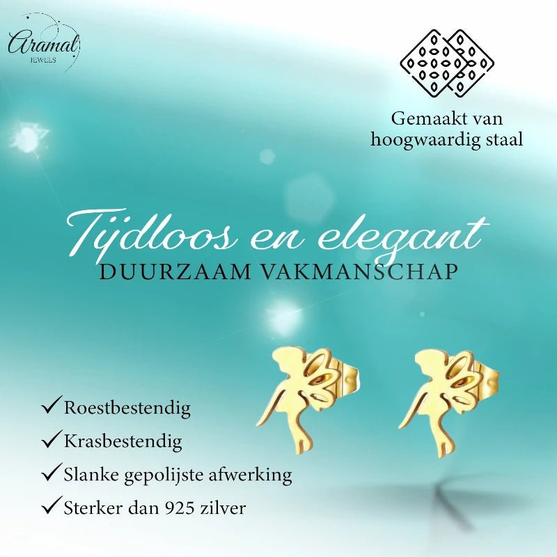 Goudkleurige Elfjesoorbellen RVS 9x6mm - oor4719 - fg - Oorbellen kopen# - 9mm - alles - cadeau