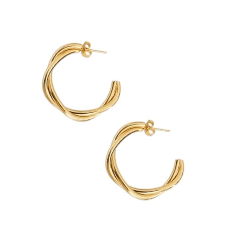 Goudkleurige Gedraaide Halve Oorringen 30x4mm RVS - Aramat Jewels - RVS Sieraden - Oorbellen - cadeautip