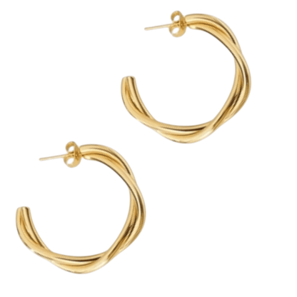 Goudkleurige Gedraaide Halve Oorringen 30x4mm RVS - Aramat Jewels - RVS Sieraden - Oorbellen - cadeautip