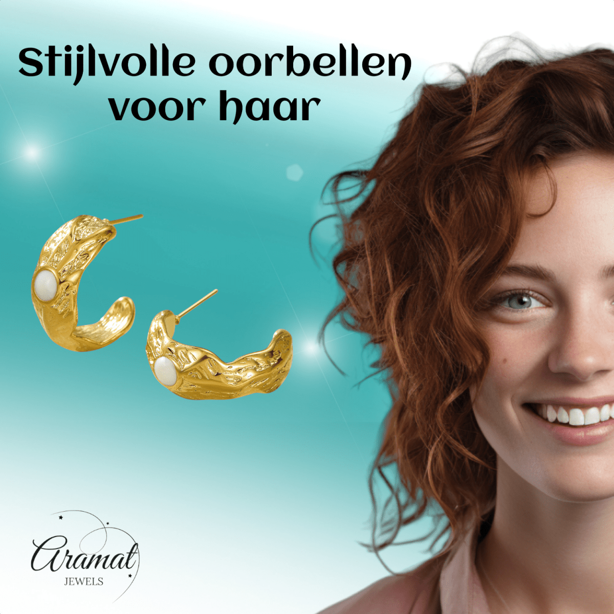 Goudkleurige Halve Oorringen Emaille Cirkel 25x10mm - Aramat Jewels - RVS Sieraden - Oorbellen - cadeautip