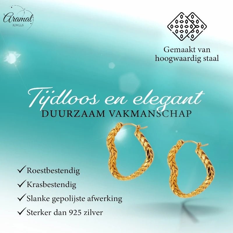 Goudkleurige Hart Oorringen 25mm - oor6307 - 558998 - Oorringen kopen# - 25mm - alles - cadeau