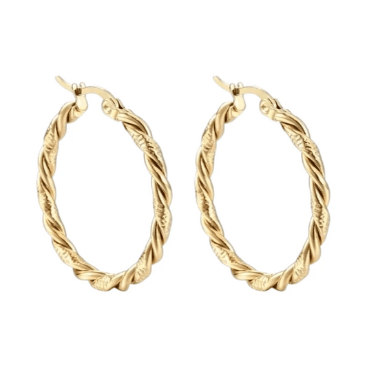 Goudkleurige Hoepel Oorringen 30mm - RVS - Elegant & Trendy - oor6238 - 22960 - Oorbellen kopen# - Goudkleur - 30mm - alles