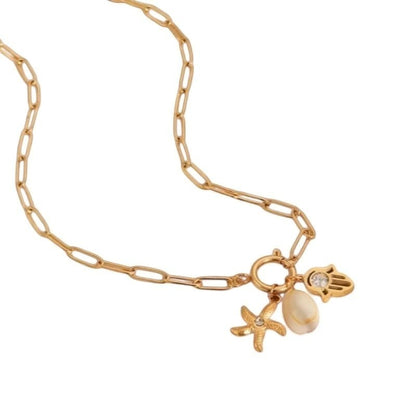 Goudkleurige ketting met verwisselbare bedels – 45 cm - ket1173 - 683680 - Halskettingen kopen# - 45cm - alles - Bedelketting