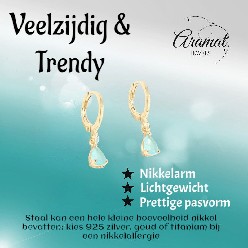 Goudkleurige Mini Oorringetjes Meisje – Mintgroene Zirkonia – 10mm - oor6341 - 66130 - Oorringen kopen# - 10mm - alles - cadeau