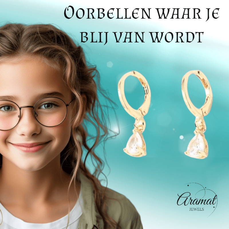 Goudkleurige Mini Oorringetjes Meisje – Transparante Zirkonia – 10mm - oor6340 - 66128 - Oorringen kopen# - 10mm - alles - cadeau