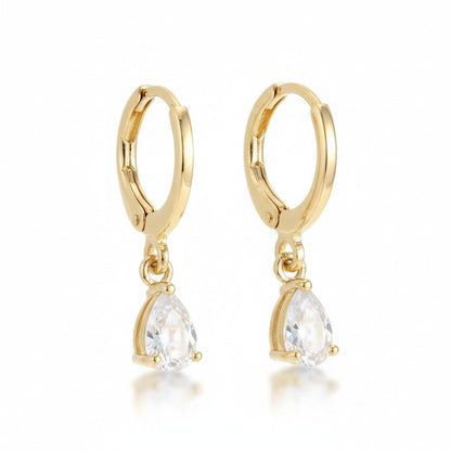 Goudkleurige Mini Oorringetjes Meisje – Transparante Zirkonia – 10mm - Aramat Jewels - Oorringen - cadeautip