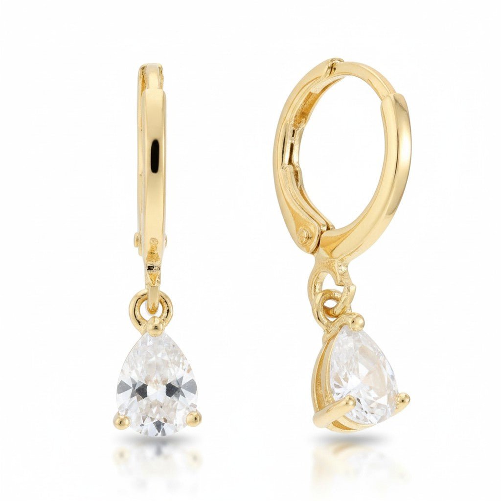 Goudkleurige Mini Oorringetjes Meisje – Transparante Zirkonia – 10mm - Aramat Jewels - Oorringen - cadeautip