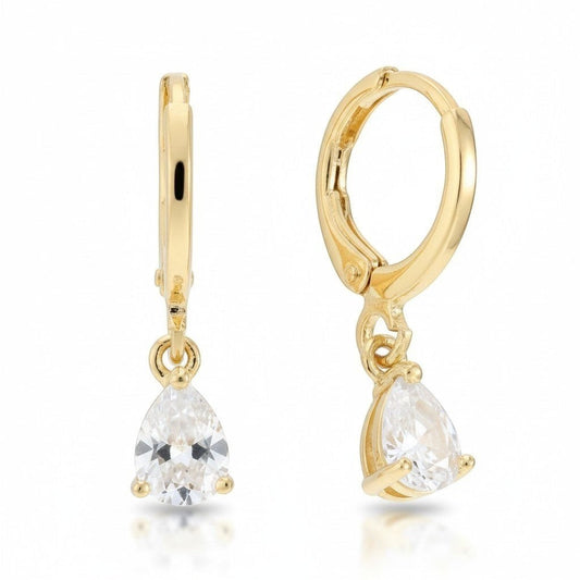 Goudkleurige Mini Oorringetjes Meisje – Transparante Zirkonia – 10mm - Aramat Jewels - Oorringen - cadeautip