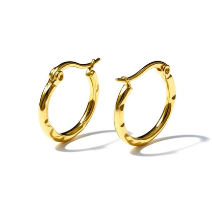 Goudkleurige Oorringen RVS met Fijn Streepmotief (20 mm) - Aramat Jewels - Oorringen - cadeautip