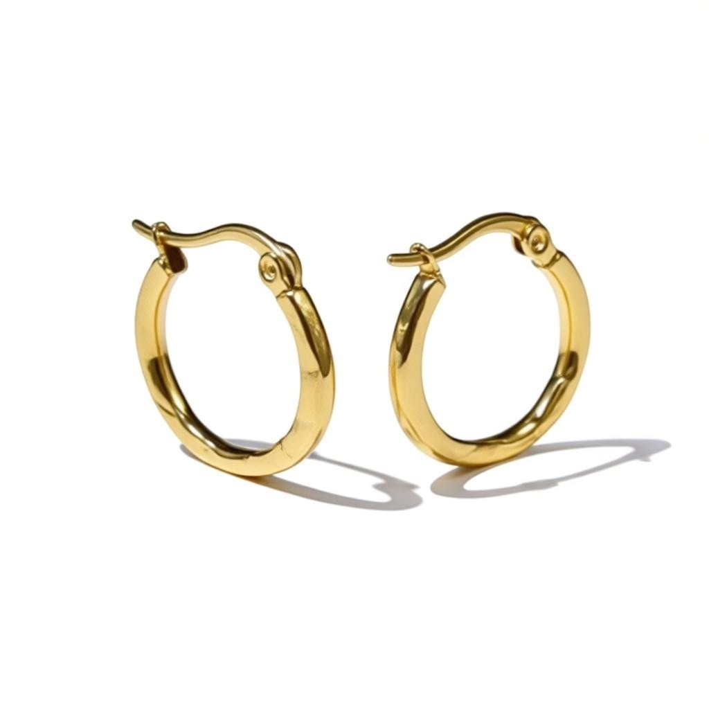 Goudkleurige Oorringen RVS met Fijn Streepmotief (20 mm) - Aramat Jewels - Oorringen - cadeautip