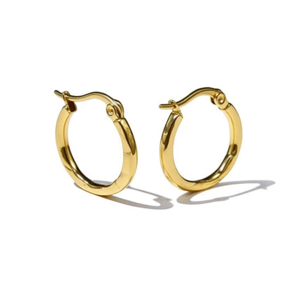 Goudkleurige Oorringen RVS met Fijn Streepmotief (20 mm) - Aramat Jewels - Oorringen - cadeautip
