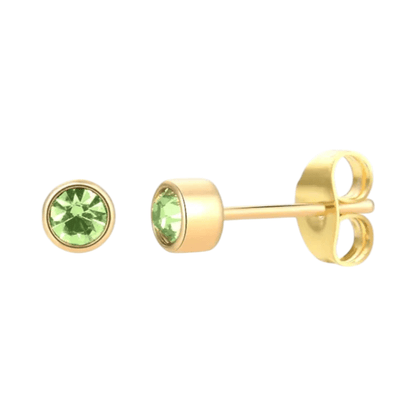 Goudkleurige Oorstekers 4mm - Lichtgroen Kristal - oor4607 - Oorbellen kopen# - 4mm - alles - cadeau
