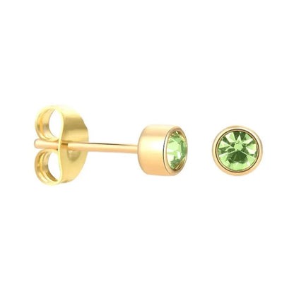 Goudkleurige Oorstekers 4mm - Lichtgroen Kristal - oor4607 - Oorbellen kopen# - 4mm - alles - cadeau