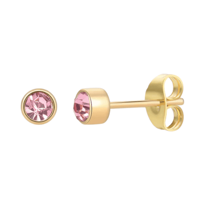 Goudkleurige Oorstekers 4mm - Lichtroze Kristal - oor4613 - Oorbellen kopen# - 4mm - alles - cadeau