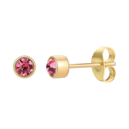 Goudkleurige Oorstekers 4mm - Roze Kristal - oor4606 - Oorbellen kopen# - 4mm - alles - cadeau