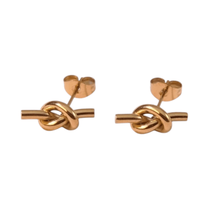 Goudkleurige Oorstekers met Knoop – 14x5,5mm RVS - oor6352 - 557085 - Oorbellen kopen# - 14mm - alles - cadeau
