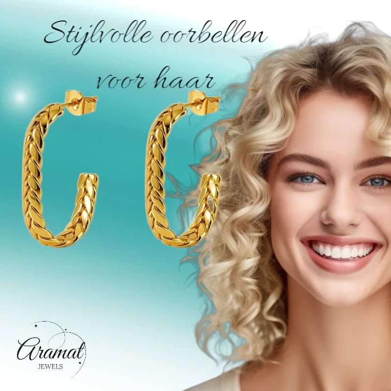 Goudkleurige Rechthoekige Oorstekers 25mm - oor6306 - 558999 - Oorbellen kopen# - 25mm - alles - cadeau