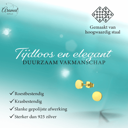 Goudkleurige Ronde Oorstekers RVS 10mm - Aramat Jewels - Oorbellen - cadeautip