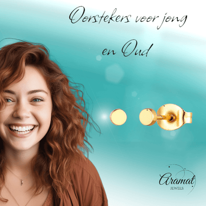 Goudkleurige Ronde Oorstekers RVS 3mm - Aramat Jewels - Oorbellen - cadeautip