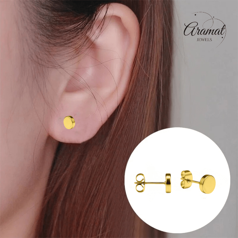 Goudkleurige Ronde Oorstekers RVS 6mm - Aramat Jewels - Oorbellen - cadeautip