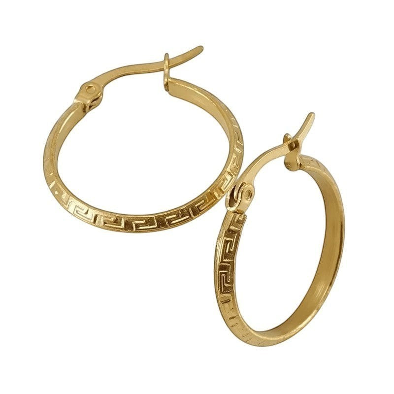 Goudkleurige RVS Oorringen 23mm met Grieks Motief – Versace Style - oor6360 - 1159 - Oorringen kopen# - 23mm - alles - cadeau