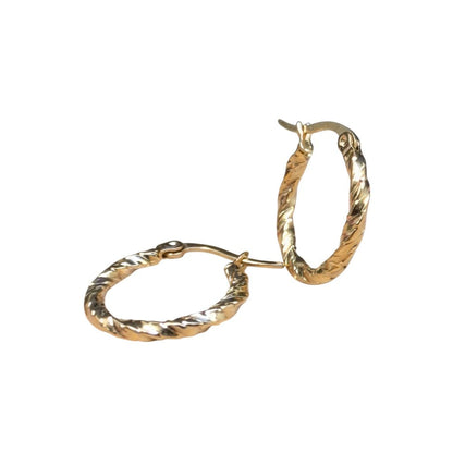 Goudkleurige RVS Oorringen met Gevlochten Design - 20 mm - Aramat Jewels - Oorringen - cadeautip