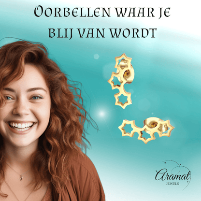 Goudkleurige RVS Sterren Oorbellen - Uniseks & Feestelijk - oor8 - Oorbellen kopen