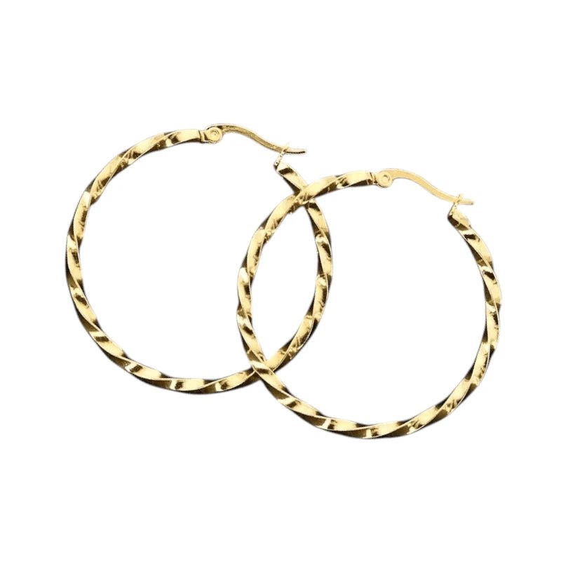 Goudkleurige RVS Swirl Hoepeloorbellen - 35 mm - Aramat Jewels - Oorbellen - cadeautip