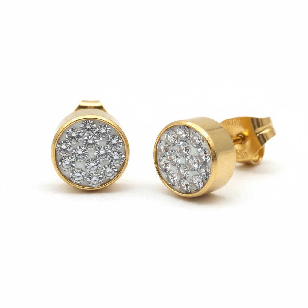 Goudkleurige Shamballa Kristallen Oorbellen - Aramat Jewels - Oorbellen - cadeautip