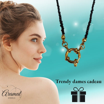 Goudkleurige Stainless Steel Bedelketting - Aramat Jewels - Bedelketting - cadeautip