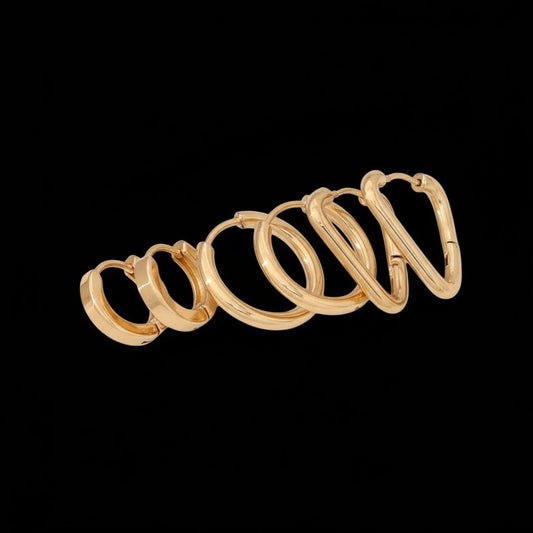 Goudkleurige stainless steel oorringenset – 2x rond + 1x driehoekig – 3 paar - Aramat Jewels - Oorbellen - cadeautip