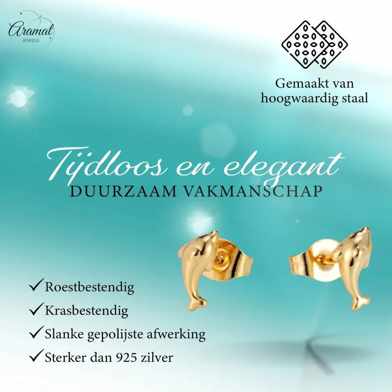 Gouden dolfijn oorbellen.