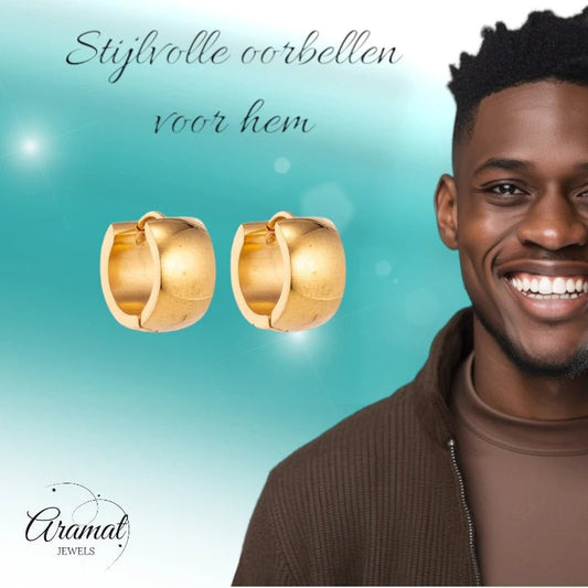 Goudkleurige Stalen Gladde Oorringen 13x7mm - oor5825 - se26033 - Oorringen kopen