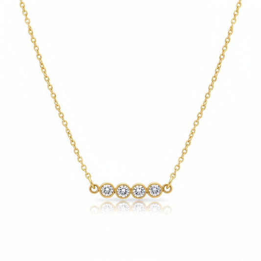 Goudkleurige Stalen Ketting met bar met zirkonia - Aramat Jewels - Halskettingen - cadeautip