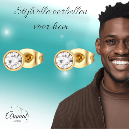 Goudkleurige Stalen Kristallen Oorbellen 4mm - oor2090 - XE59272 - Oorbellen kopen# - 4mm - alles - cadeau