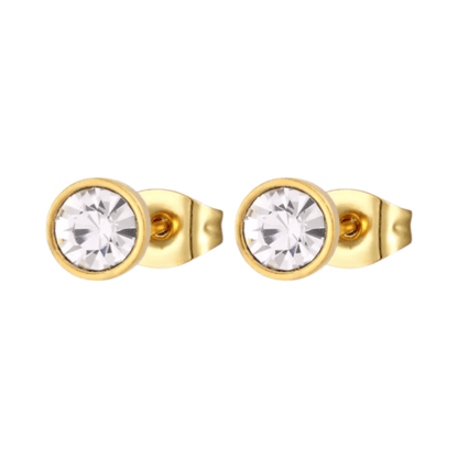 Goudkleurige Stalen Kristallen Oorbellen 6mm - oor1692 - xe58218 - Oorbellen kopen# - 6mm - alles - cadeau