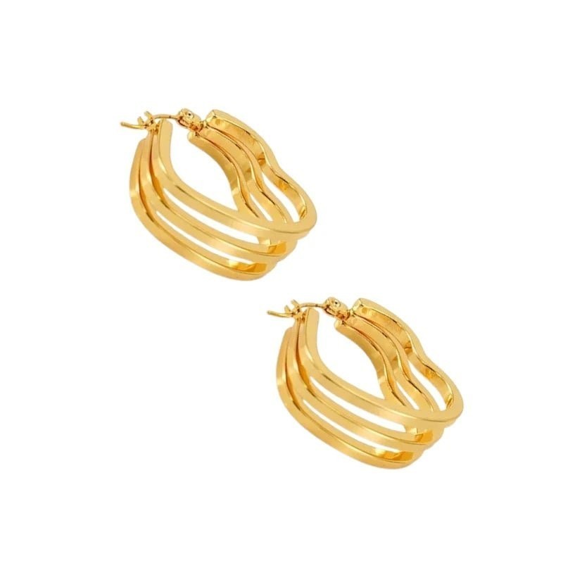 Goudkleurige Triple Hart Hoops 25mm - oor6303 - 827750 - Oorringen kopen# - 25mm - alles - cadeau