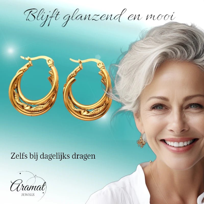 Goudkleurige Triple Oorringen Rond – 20x7mm - oor6296 - 647263 - Oorringen kopen# - 20mm - alles - cadeau