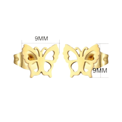Goudkleurige vlinder oorstekers 9 mm - Aramat Jewels - Oorbellen - cadeautip