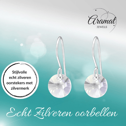 Grijze Kristal Oorhangers Kind - 925 Zilver - oor3260 - 27940 - Oorhangers kopen# - 8mm - 925 Zilver - alles
